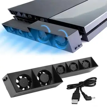 1PCS Aušinimo Ventiliatorius PS4 Konsolės Aušintuvo PS4 USB Išorės 5-Ventiliatorius Super Turbo Temperatūros Kontrolės Playstation 4 Konsolės