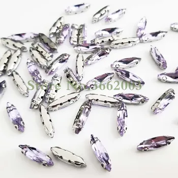 4x15mm 50pcs/pak Crystal violet Arklių akies formos Stiklo Kristalų siūti letena strazdų, 