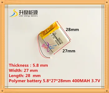 582728 400mah 3,7 V ličio-jonų polimerų baterija kokybės prekių kokybės CE, ROHS, FCC sertifikavimo institucija