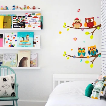 Animacinių filmų pelėda filialas sienų lipdukai vaikams kambariai gyvenimo kambario, miegamasis namų dekoro 