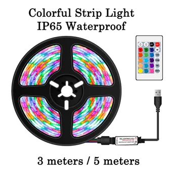 Atsparus vandeniui RGB Spalvinga LED Šviesos Juosta 5050 Spalva Keičiasi USB Juostelės Nuotolinio Valdymo Kambario Apdaila