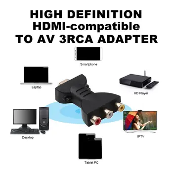 AV Skaitmeninio Signalo HDMI suderinamus Į 3 RCA Audio Ad Ter Component Video Converter For PC Projektorius Planšetiniai Kompiuteriai