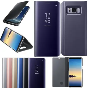 Flip Vaizdo Veidrodis, Aišku, Smart Stovėti Atveju, Samsung Galaxy A6 A8 2018 Plius J3 Skyrius J5 J7 A3 A5 A7 2016 2017 S8 S9 Plus S7 Krašto Atvejais