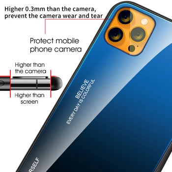 Gradientas Grūdintas Stiklas Case for iPhone 12 11 13 Pro Max Mini 7 8 Plius Dangtelis, Skirtas 