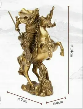 Išskirtinį Kinijos SENAS Herojus Guan Gong Guan Yu važinėti ant arklio * bronzinė statula RT