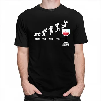 Kietas Vyras Vyno penktadienis Savaitgalį Marškinėliai vyriški Trumpi Rankovėmis Crewneck Medvilnės marškinėliai Atspausdinta Tee Viršūnes Slim Fit Drabužiai