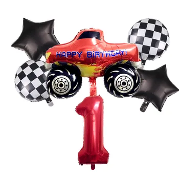 Lenktynių automobilių Dekoracijos Blaze Monstras Mašinos numerį balionų rinkinys, Gimtadienio Berniukai Džiaugtis Vėliavas, Baby Shower prekes