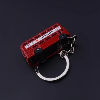 Mados Metalo Autobusų Key Chain dviaukštė Karolius, Automobilių Raktų pakabukas telefonas Naujas Keychain Dovana, Papuošalai