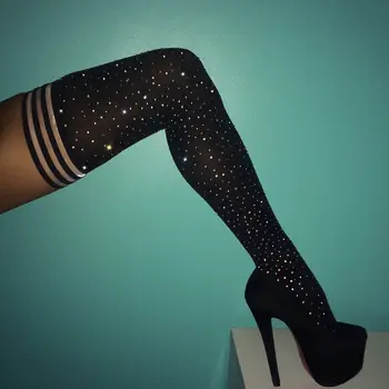 Moterų juodos kojinės sporto seksualus muslo ilgo kelio kojinių moteris karšto nailono gyvulių Plytų Pėdkelnės striptizo aukštakulniais 193