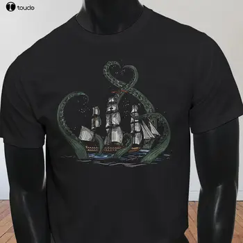 Naujas Atvykimo Vyrų Mados Kraken Jūrų Pabaisos Derliaus Vandenyno Sailor Nuotykių Mens Black T-Shirt Summer Tee Marškinėliai