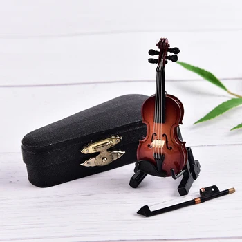 Naujas Mini Smuiku, Gitara Patobulinta Versija Su Paramos Miniatiūriniai Medinių Muzikos Instrumentų Kolekcija Dekoratyviniai Papuošalai Modelis