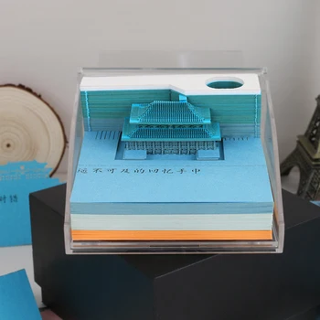Omoshiroi Blokuoti Derliaus 155Sheets Notepad Kubus 3D Pastatų Pastaba Popieriaus Flip-Box Kalėdų Papuošalai Dovanos Svečiams Kūriniai