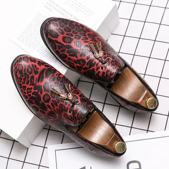 Plius size38-48 bateliai vyrai originalus leopard kutas Britų vyrų Oxford Batai vyriški Mocha batai vestuvių šokių bateliai zapatos hombre