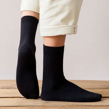 Rudenį ir žiemą nauja dviguba adata vyrų kojinės gryna spalva vertikalus vyriškos kojinės sporto, laisvalaikio medvilnės kojinės
