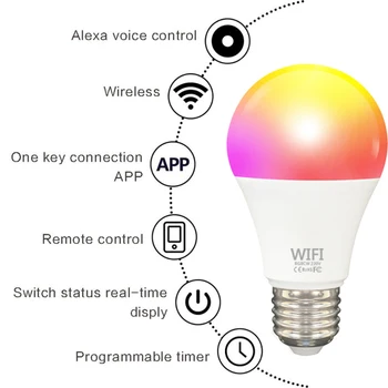 Smart Wifi Lemputė Tamsos Lemputė 9W RGBW Smart Lemputės Protingo Namo Valdymo Balsu Dirbti Su Alexa 