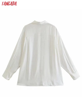 Tangada Moterų Šviesą Negabaritinių Baltos spalvos Ilgi Marškinėliai ilgomis Rankovėmis Chic Moterų Atsitiktinis Laisvi Marškinėliai Topai 6X05