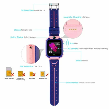 Vaikai Smart Laikrodžiai IP67 atsparus Vandeniui SOS Telefoną Žiūrėti Sim Kortelės Anti-lost Tracker Berniukų, Mergaičių Sveikai Augti Dovana Vaikų Smartwatch
