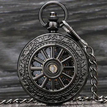 Vintage Silver/Black Romos Numeris Mechaninė Kišeninio Laikrodžio Vyrai Moterys Laikrodžio Valandos Nemokamas Pristatymas P871-2C