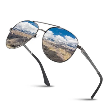 Vyrų Klasikinis Piloto Akiniai nuo saulės, Poliarizuoti Prekės Dizaineris Metail Rėmo Vyrų Saulės Akiniai UV400 Derliaus Vairavimo Akiniai