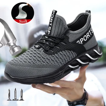 Vyrų saugos batų batai 2021 naujas vyrų darbo saugos batai pavogti kojų saugos batai sneaker didelio dydžio 47 dydžio sporto šviesos batai