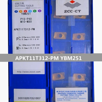 ZCC.CT APKT11T304-PM YBM251/APKT11T308-PM YBM251/APKT11T312-PM YBM251/APKT11T316-PM YBM251 CNC karbido įdėklai 10VNT/BOX